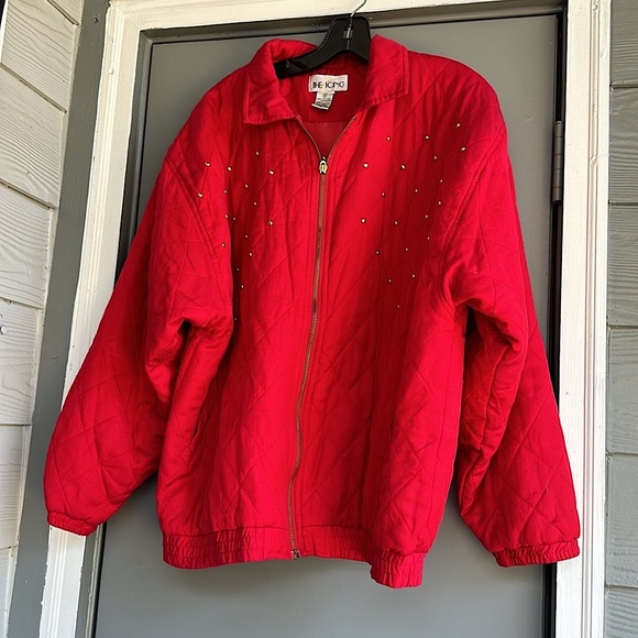 Icing Jackets & Blazers - Gold Stud Quilted Red & Gold Jacket